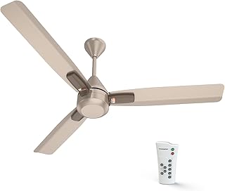 Crompton Energion Cromair Plus 1200mm BLDC Ceiling Fan | ActivBLDC Technology | Remote Control | High Speed 5 Star Energy Rated | Antidust | Satin Sand, Pack of 1