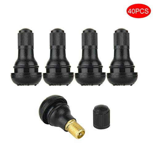 Bluecell World Tire Valve Stem, TR412 Rubber Snap-in Short Black Tire Valve Stem for Tubeless 0.453 Inch 11.5mm Rim Holes on Standard Vehicle Tires (40pcs/Bag) (TR412x40 pcs)