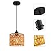 KENMI Woven Pendant Light Boho Chandelier, Rattan Pendant Lights Kitchen Island, Farmhouse Pendant Lighting with Hand Woven Wicker Shade, Boho Chandelier Light Fixtures Ceiling Hanging Light