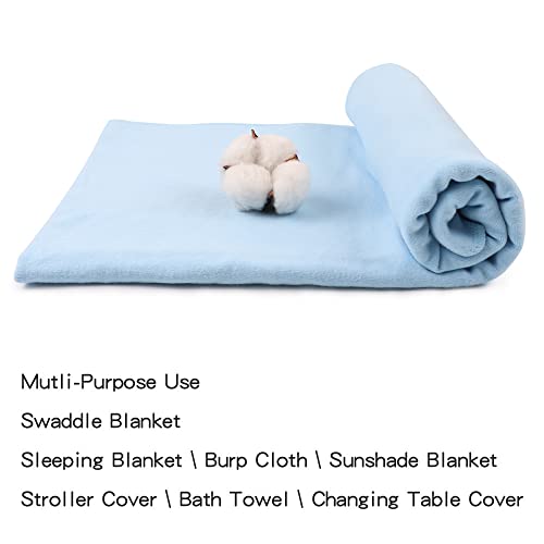 Image of PESAAT Cotton Baby Swaddle Hat Set Newborn Infant Hats Receiving Blankets for Baby Boys Girls