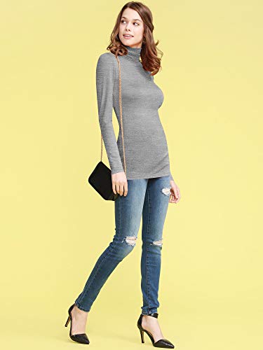 Image of Lock and Love Women's Turtleneck Top Lightweight Long Sleeve Slim Fit Pullover, Soft Rayon Stretch Layering Basic, S-3XL