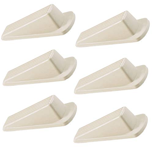 Lorvain 6pcs Rubber Door Stopper Wedge, Heavy Duty Wedge Rubber Door Stop Non-Scratching and Anti-Slip Design, Suitable for Home Office School Heavy Door(White)