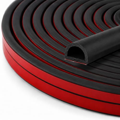 Image of Silicone Weather Stripping Door Seal, 40FT Self Adhesive D-Shaped Weather Strip, 1.2 inch W x 0.6 inch H Rubber Seal Strip for Marine Hatch, RV Out Area, Storage Box, Wide Door Edge and Large Gap Seal