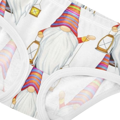 Toddlers Underwear Floral 2t Cotton Panties Little Girl Flower Briefs Kids Undies Whimsical Cute Gnomes White4