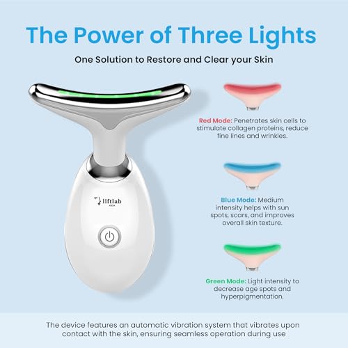 LiftLab Escultor de pele – Massageador facial e pescoço com luz LED 3 em 1 – rejuvenescimento, relax