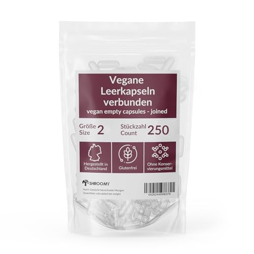 250 Capsule Vegane da Riempire - Capsule Vuote Dimensione 2 - Trasparente - empty capsules - IT - SHROOMY