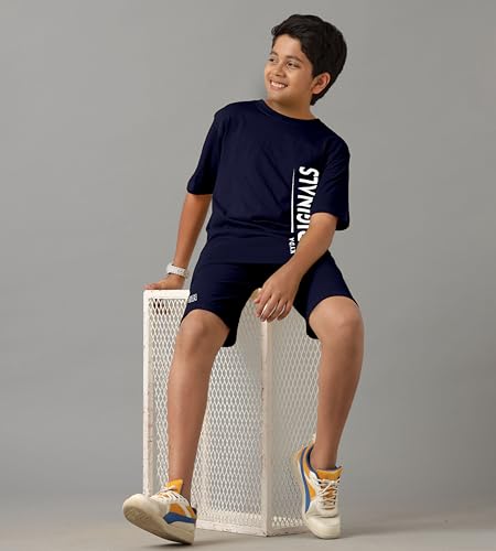 Image of KYDA KIDS Boys 100% Cotton Oversized T-Shirt Shorts Clothing Set | Kids Co-Ord Set | Half Sleeve T-Shirt with Matching Shorts | Soft Breathable Fabric | Comfortable Stylish Casual Wear