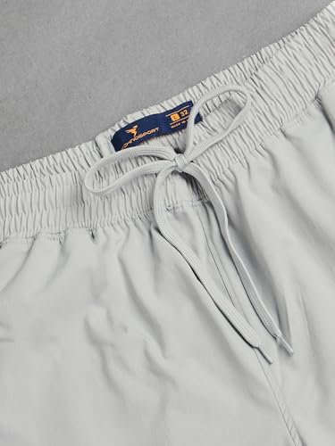 Image of TECHNOSPORT Men's Solid Slim Fit Sports Shorts TS Flexi Quick Dry Polyester Drawstring with Pockets UPF50+ for Gym Running Workout Anti Odour
