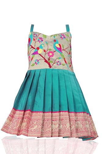 Image of South Indian Traditional Pattu Pavadai Tapeta Silk Frock Dress for Baby Girls