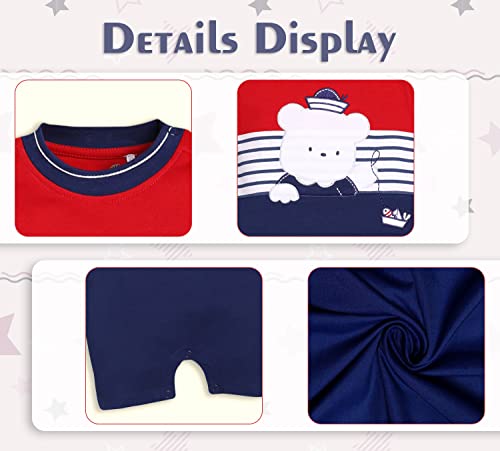 Image of BABY GO Baby Boys & Baby Girls Cotton Romper | Half Sleeve Polo Collar Jumpsuit | Newborn Infant Summer Outfit with Button Closure | Soft Breathable Playsuit | Stylish Print One Piece Dress
