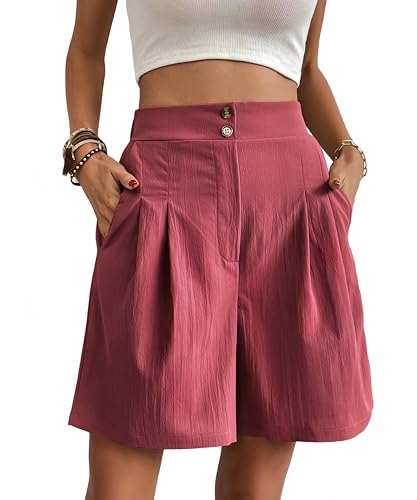 Bermuda d'été femme à taille haute : le short ample chic et ultra-léger avec poches