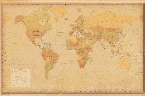Trends International Antique World Map 2024 Wall Poster cover