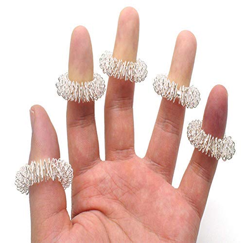 Acupro Health Care System Sujok Accupressure Massage Ring Best (Ancient Indian Technique) -(5 Pcs Silver)