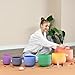CVNC Set Of 7 PCS 440HZ 6-12 Inch Colored Frosted Chakra Quartz Crystal Singing Bowls Sound Healing Instrument with 2 PCS Travel Carry Case Bag for Meditation