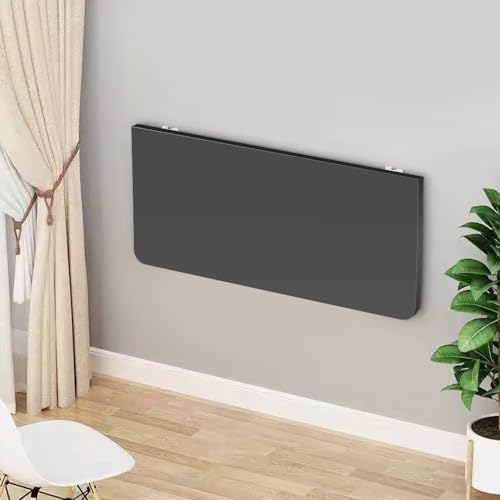 Mesa de cocina, mesa de trabajo plegable de pared, mesa con volquetes, mesa de comedor de madera maciza escritorio para ordenador para pared en oficina, cocina, comedor-80*50*1.6cm-negro