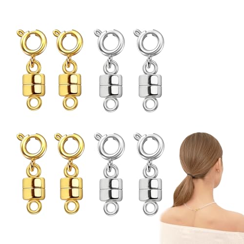 8PCS Magnetic Necklace Claps Exquisite Magnetic Jewelry Connector Lightweight and Durable Magnetic Clasps for Necklaces for Jewelry Bracelet Necklace Making Accessories (Gold and Silver)