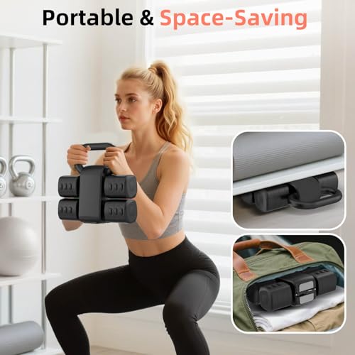 Image of 2-in-1 Adjustable Dumbbell Set, Upgraded 4 Levels Hand Weights for Women Men, Each 2.2 /3.3 /4.4 /5.5lb, Convertible Weights Dumbbells and Kettlebell Set for Home Gym Exercise & Fitness