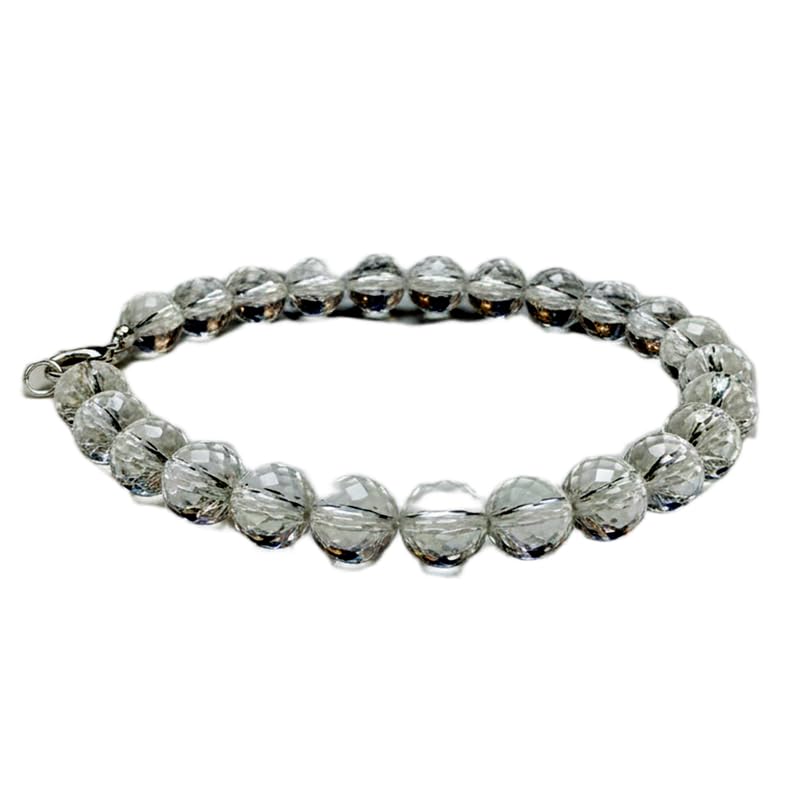Bracelet en quartz clair naturel 19cm avec perles rondes facettées LK_SLNK_00356