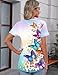 TCOT Womens T Shirts Summer Short Sleeve Crew Neck Tunic Tops to Wear with Leggings Colored Butterflies Cute Clothes XL