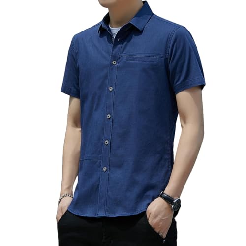 Chemise décontractée homme manches courtes coton lin coupe ajustée