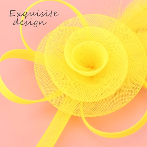 Image of DRESHOW Fascinators Hats for Women Tea Party Fascinator Hats Vintage 50s Headwear Cocktail Wedding Church Derby Hat