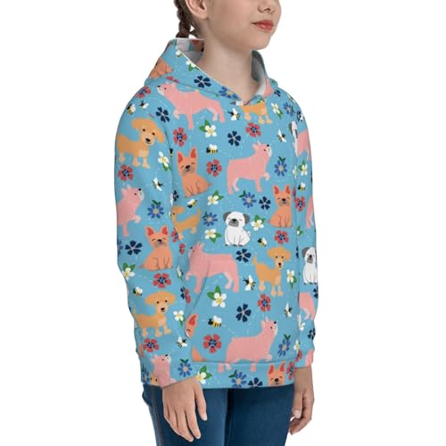 Cute Colorful Puppy Kids Pullover Hoodies Boys Sweatshirts Girls Athletic Clothes with Pocket3
