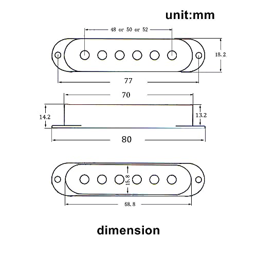 3Pcs Different Brass Single Coil Pickup Covers For Fender Strat Squier Electric Guitar Parts 48 50 52Mm(Gold) #TOP4