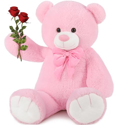 MorisMos Oso de Peluche Gigante, 120cm Rosa Osito Peluche Grande, Kawaii XXL Suave Osito 1.2m Teddy Bear Regalo para Niños Novia Cumpleaños Navidad