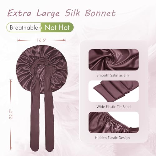 Image of BONNET QUEEN Silk Bonnet for Sleeping Women, Double layer Satin Hair Bonnet for Curly Hair, Satin Hair Cap for Sleeping