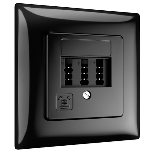 deleyCON 1 Stück Telefondose Unterputz TAE NF/F Anschlussdose NFF 2X Telefonanschluss + 1x Nebenstelle Fax Anrufbeantworter Modem NTBA DSL-Splitter Schwarz