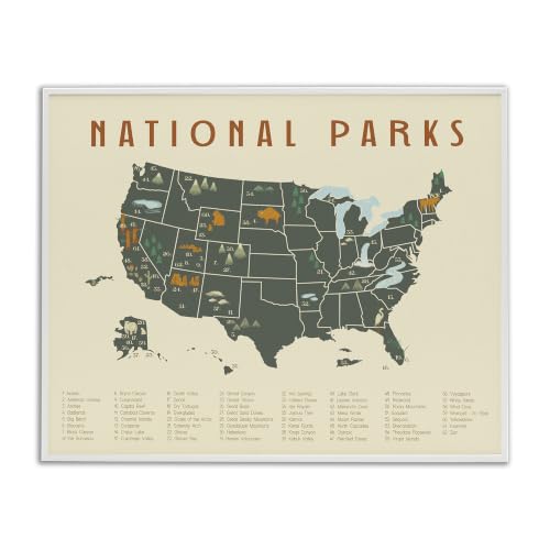 'United States National Parks Adventure Map'| Framed Giclee Art