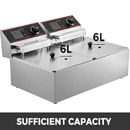 VEVOR wunicorn Fritteuse Commercial Elektro-Fritteuse Tief, Doppel-Kaltzonen-Fritteuse YB-82 Fritteuse Maschine Silbrig 5000W 220V für Schnellrestaurants Snackbars – Bild 3
