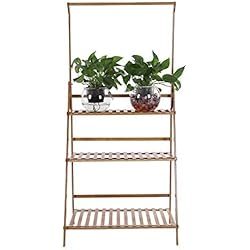 Estantería para flores de madera, soporte de madera para plantas y flores, con 3 estantes, soporte para flores, expositor para interiores y exteriores, 96 x 68,5 x 40 cm