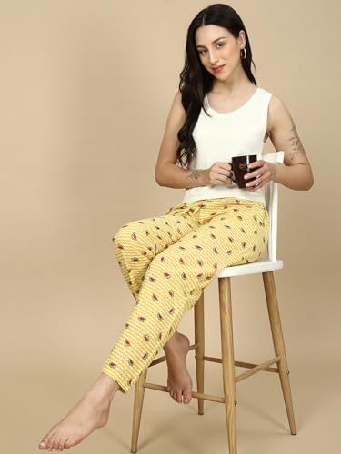 Image of PYNK by Lux Cozi Women's Cotton Printed Palazzo Pyjama Relaxed Lounge Pants | Super Soft Comfortable | Loungwear Pyjama Pant-Pack of 1