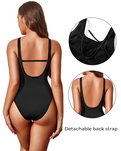 Tempt Me Women High Cut One Piece Swimsuit Low Back Scoop Neck Retro 80s Bathing Suit3