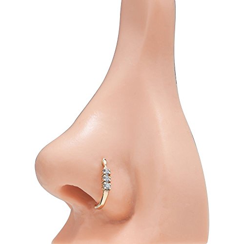 FreshTrends 14K Gold Trinity Diamond Faux Nose Hoop #TOP18