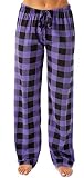 Just Love Women's Buffalo Plaid Pajama Pants, 100% Cotton Jersey Knit Sleep and Lounge PJ Bottoms, Purple Black, Medium