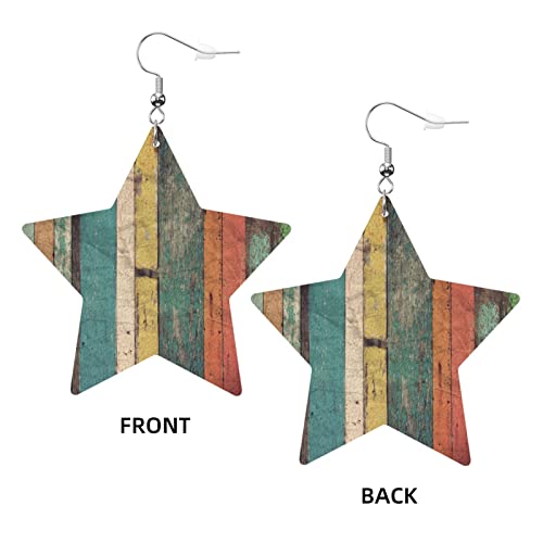 Wood Grain Faux Leather Earrings Lightweight Dangle Earrings For Women Girls #TOP2