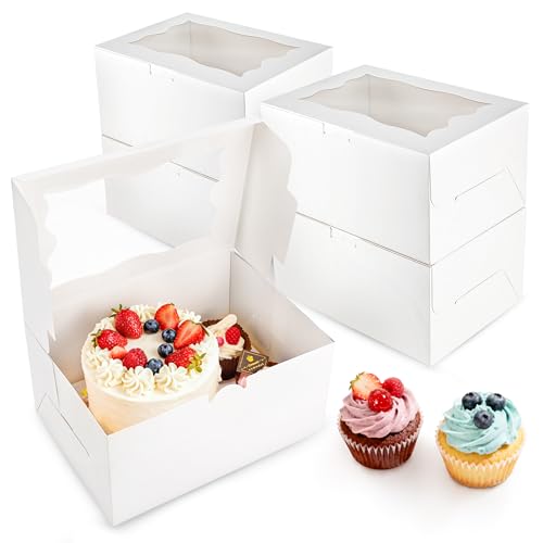NPLUX 4 Pack 1+2 Bento Cake and Cupcake Boxes with Window