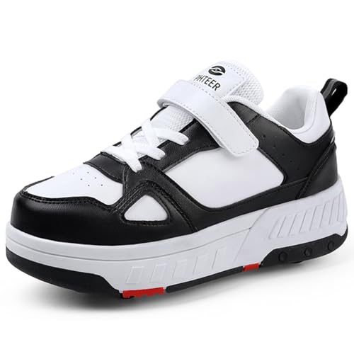 WOWEI Chaussures à roulettes Fille Et Garçon Patins de Skate à roulettes Sneakers Roller 2 en 1 Chaussures de Skateboard Baskets avec Roues Outdoor Patins à roulettes Enfants (BZX-T3, 34EU)