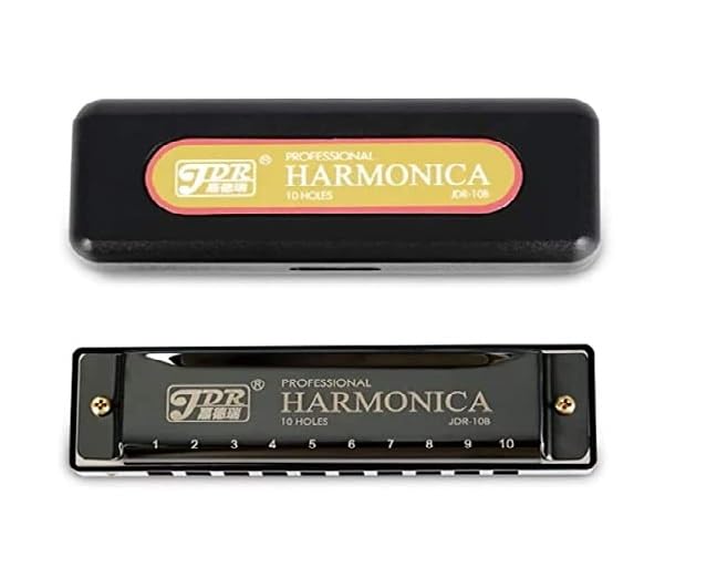Image of Ketostics JDR Key C Diatonic Blues Harmonica 10 Hole 20 Tones with Case, Mouth Organ for Beginners, Students, Kids & Professionals, silver