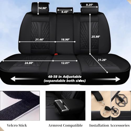 Image of Coverado Car Seat Covers Full Set, 5 Seats Front Seat Cover and Back Seat Covers for Cars, Automotive Seat Covers Nappa Leather Waterproof Seat Covers, Car Seat Protectors Universal for Cars Black
