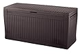 Keter Comfy 71 Gallon Resin Plastic Wood Look All Weather Outdoor Storage Deck Box, Brown