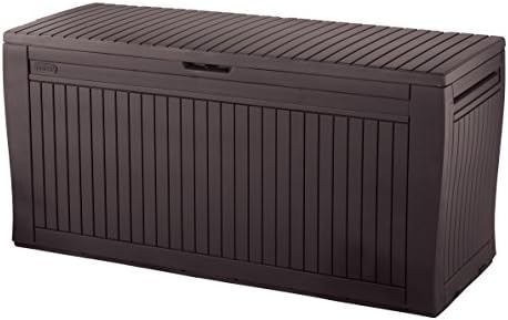 Deck Boxes - Keter Comfy 71 Gallon Resin Plastic Wood Look All Weather Outdoor Storage Deck Box, Brown