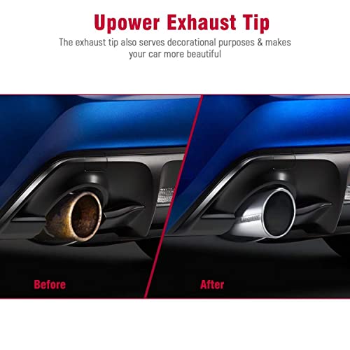 Upower 4" To 8" Exhaust Tip Mirror Polished 4 Inch Inlet 8 Inch Outlet Diesel Exhaust Tailpipe 18" Long 45 Degree Angle Cut Bolt-On Universal For Trucks Pickup Car #TOP6