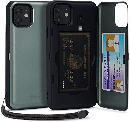TORU CX Pro Funda Tipo Billetera diseñada para iPhone 11 con Tarjetero, Correa, Espejo y Adaptador Lightning - Verde