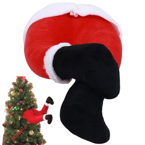 Image of Santa Legs for Christmas Tree Poseable Stuffed Elf Legs Christmas Tree Decorations Indoor Xmas Ornaments for Home Fireplace Party Holiday Decor