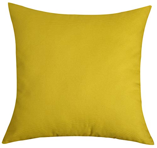 TangDepot Handmade Decorative Solid 100% Cotton Canvas Throw Pillow Covers /Pillow Shams, (16"x16", Deep Yellow), 1 Count (Pack of 1)