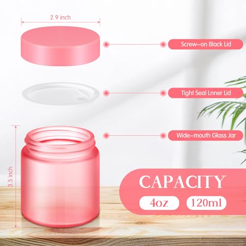 Image of Norme 24 Pcs 4 oz Glass Jars with Lids Cosmetic Jars, Pink