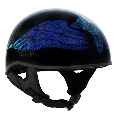 Hot Leathers HLD1045 Gloss Black Cross De Lis Advanced DOT Approved Skull Half Helmet Biker - X-Small by Milwaukee Leather - Used condition - Image 5